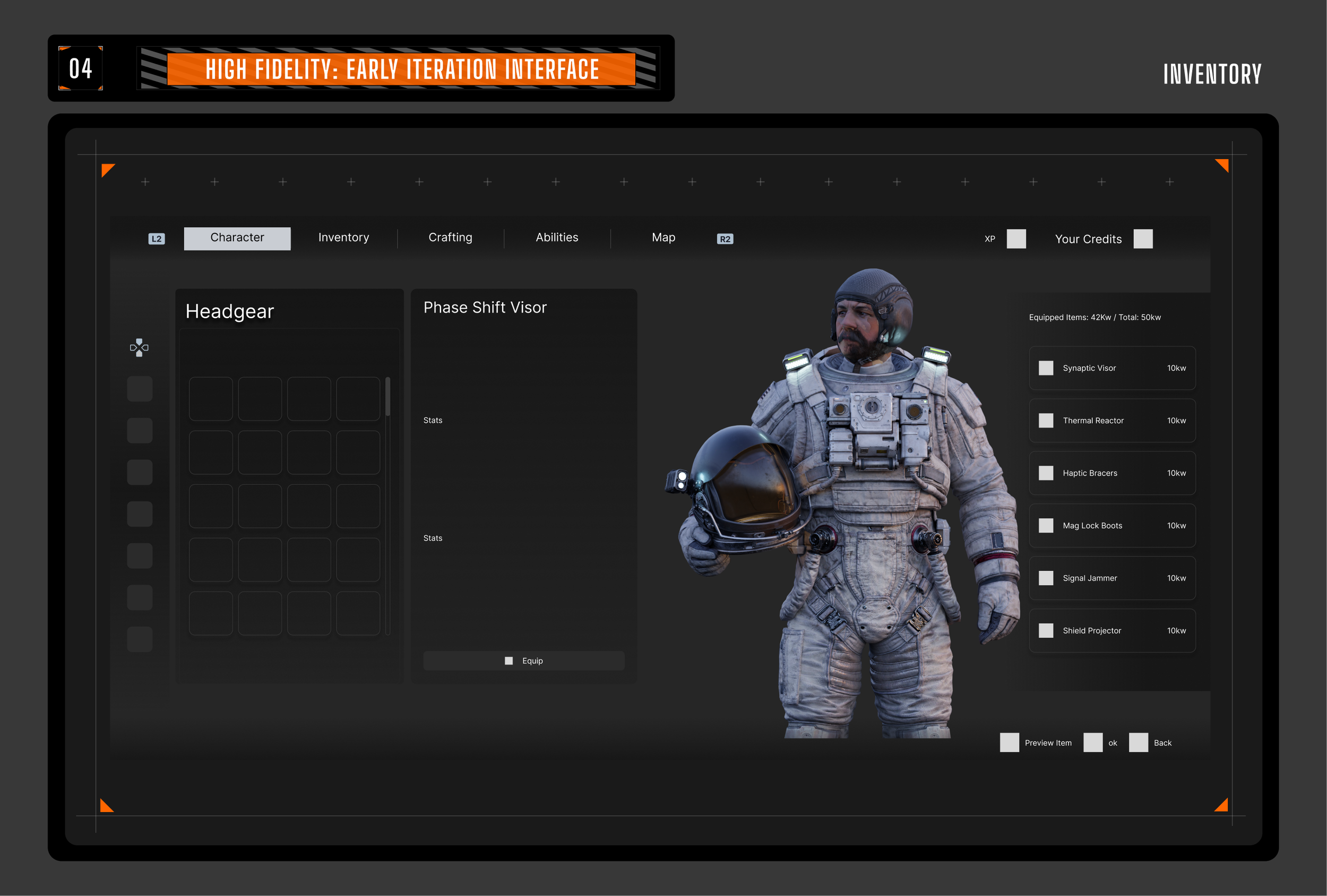 High fidelity interface — load game