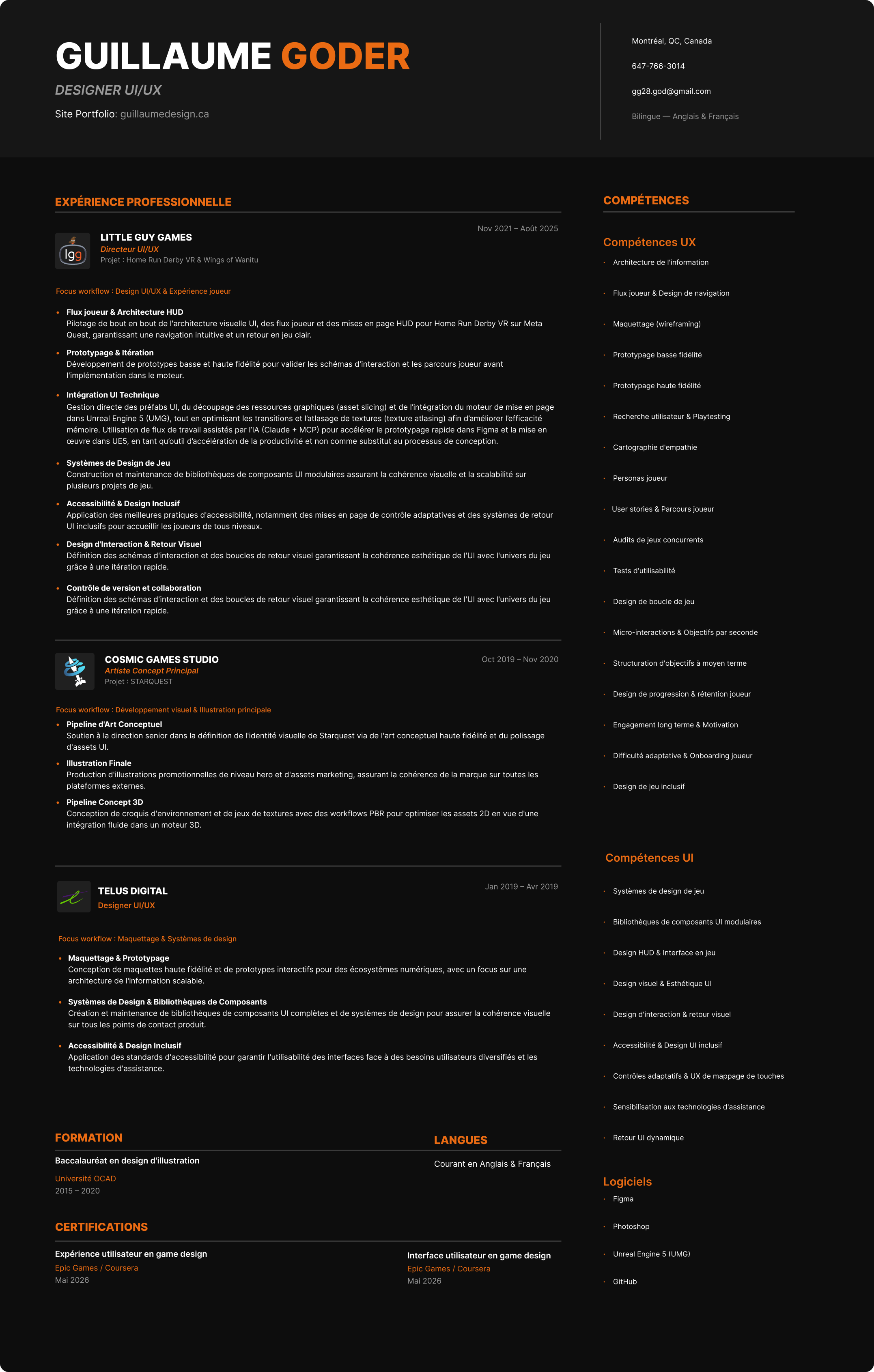 UI/UX Resume — Français